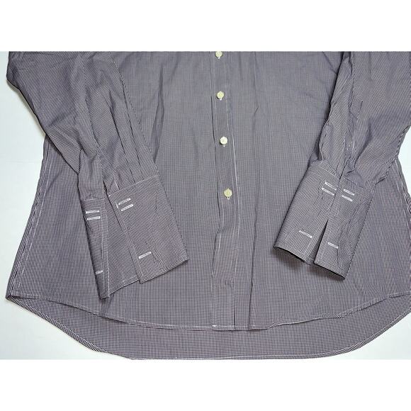 Charles Tyrwhitt Shirt Size 16.5/34 Burgundy Check Jermyn Street London Slim - Picture 5 of 16